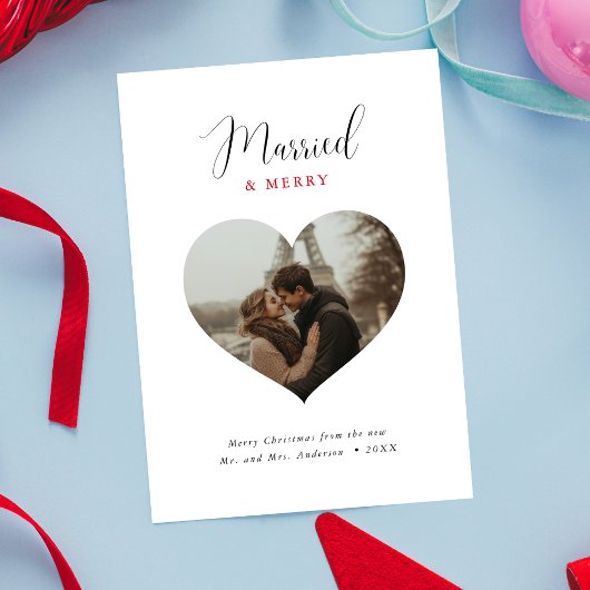 Herz Form Foto Verheiratet und frohe Weihnachten