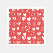 Herz-Form Linien Muster Liebe Valentine Serviette (Vorderseite)