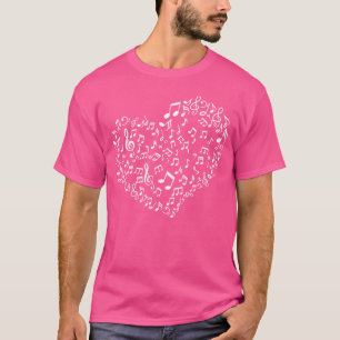 Herz Form Musikalische Notizen Funny Music Lovers  T-Shirt