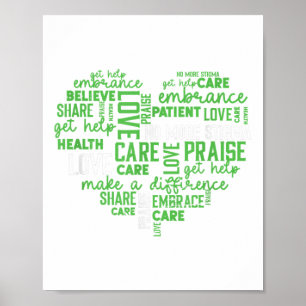Herz Form Wort Cloud Mental Heart _ Psychische Ges Poster