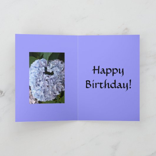 Herz-Förmiger blauer Hydrangea Dankeskarte (Innenseite)