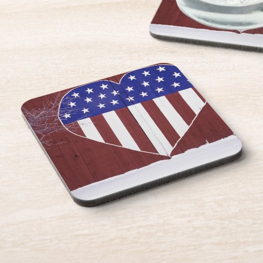 Herz-Förmiges US Flagge Getränkeuntersetzer (Linke Seite)