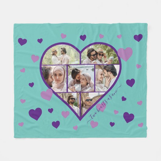 Herz Foto Collage Fleece Blanket (Vorderseite (Horizontal))