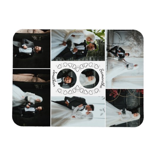 Herz Foto Collage Hochzeit Keepake Magnet (Horizontal)