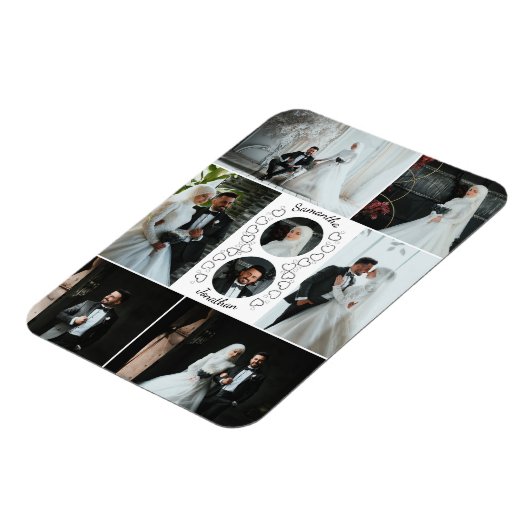 Herz Foto Collage Hochzeit Keepake Magnet (Linke Seite)