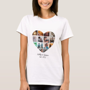Herz-Foto-Collage Liebe Paar Familie T-Shirt