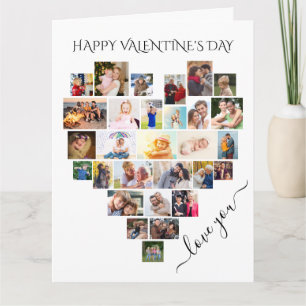 Herz-Foto-Collage Liebes-Schrift Valentinstag Karte