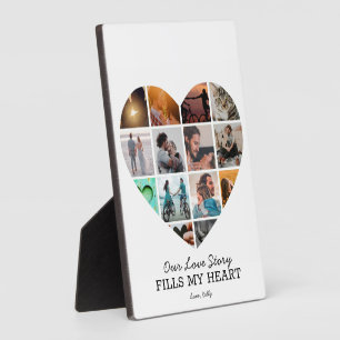 Herz-Foto-Collage Valentinstag Individueller Text  Fotoplatte