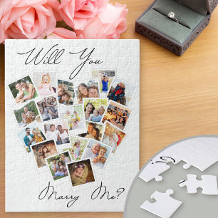 Herz-Foto-Collage Willst du mich heiraten Skript Puzzle