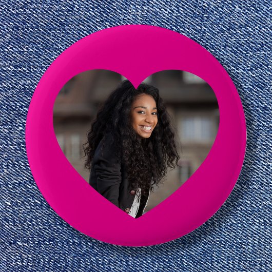 Herz Foto Hot Pink Button