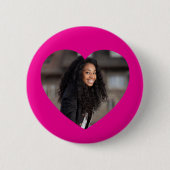 Herz Foto Hot Pink Button (Vorderseite)