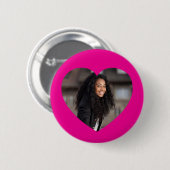Herz Foto Hot Pink Button (Vorne & Hinten)