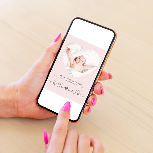 Herz Foto Pink Girl Birth Ankündigung