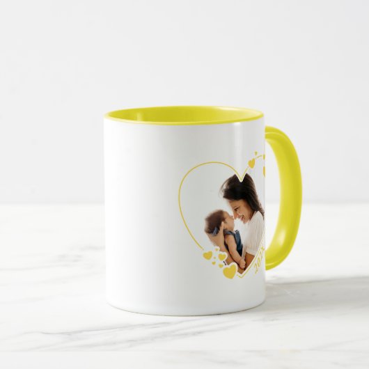 Herz-Foto Rahmen Tasse gelb (VorderseiteRechts)