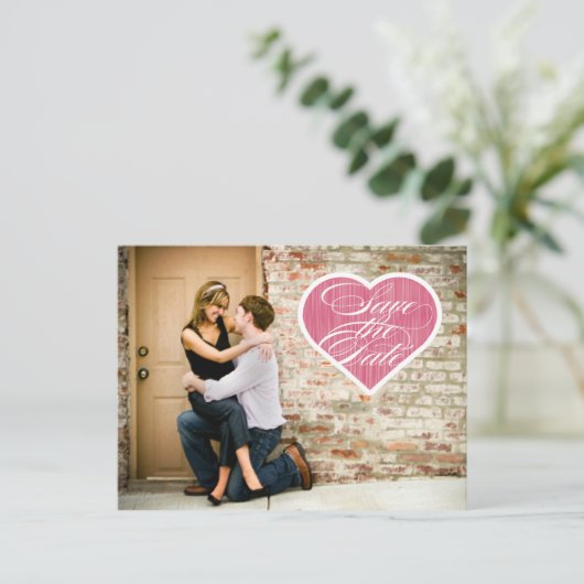 Herz | Foto Save the Date Postkarte (Stehend Vorderseite)
