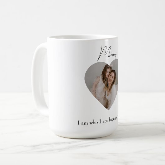 Herz Foto und Text Ich bin, wer ich bin wegen dir  Kaffeetasse (Vorderseite Links)