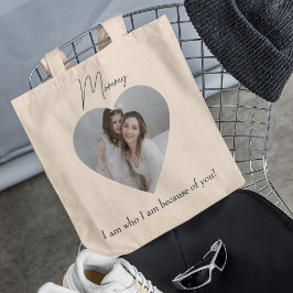 Herz Foto und Text Ich bin, wer ich bin wegen dir  Tasche