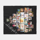 Herz-Fotocollage mit Skriptname Fleecedecke (Vorderseite (Horizontal))