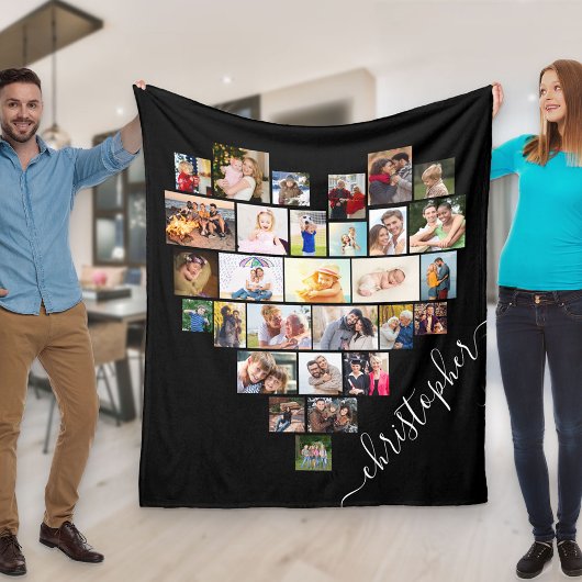 Herz-Fotocollage mit Skriptname Fleecedecke