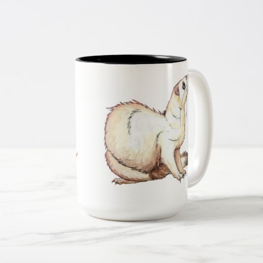 Herz-Frettchen-Tasse Zweifarbige Tasse (VorderseiteRechts)
