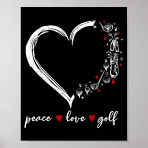 Herz Frieden Liebe Golfspieler Srt Liebhaber Outfi Poster