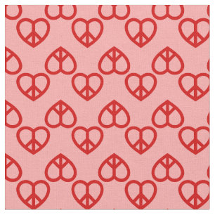 Herz Frieden Liebe Retro Hippie Rosa Rot Valentins Stoff