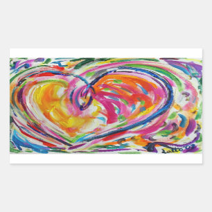 Herz für das Zeichnen von Aufklebern für die Kun Rechteckiger Aufkleber