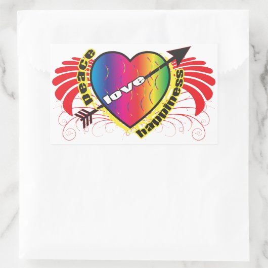 Herz für Frieden Rechteckiger Aufkleber (Tasche)