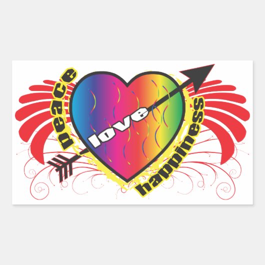 Herz für Frieden Rechteckiger Aufkleber (Vorderseite)