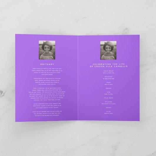 Herz für immer Beerdigungsprogramm lila weiß Programm (Innenseite)