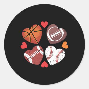 Herz Fußball Basketball Baseball Valentinstag Runder Aufkleber
