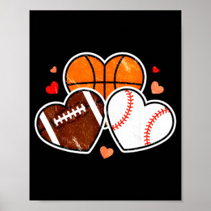 Herz Fußball Basketball Fußball Valentinstag Sport Poster
