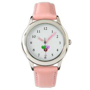 Herz Fuzzies Kid's rosa Leder Strap Watch Armbanduhr