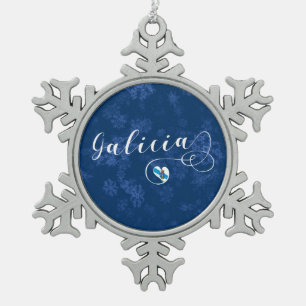 Herz Galicia Flag, Galizisch, Galiza Schneeflocken Zinn-Ornament