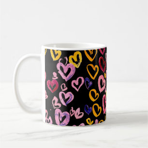 Herz Galore: Aquarellfarbenes, nahtloses Muster Kaffeetasse