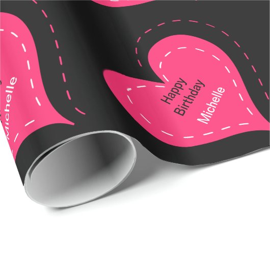 Herz-Geburtstags-Packpapier Geschenkpapier (Rolleneckpunkt)