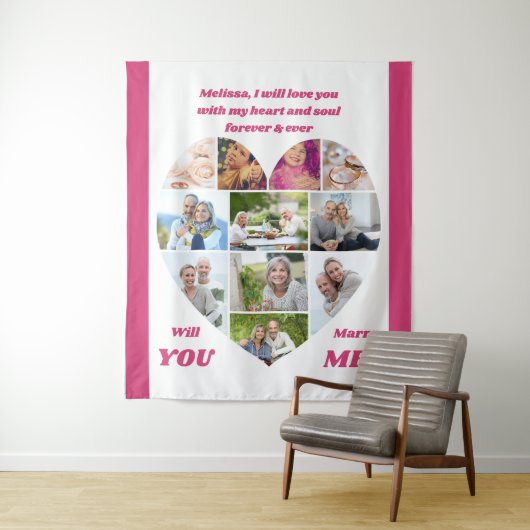 Herz geformt 11 Foto Collage heiraten Ich Hintergr Wandteppich (Beispiel)