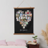 Herz geformt 29 Foto Collage Familienname Schwarz Wandteppich Mit Holzrahmen (Schlafzimmer)