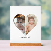 Herz geformt 2 Foto Collage Acrylschild (Neutral)