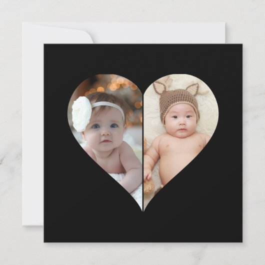 Herz geformt 2 Foto Collage Ankündigung (Vorderseite)