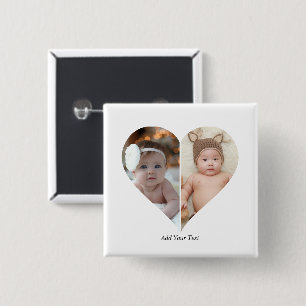 Herz geformt 2 Foto Collage Button