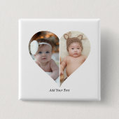 Herz geformt 2 Foto Collage Button (Vorderseite)
