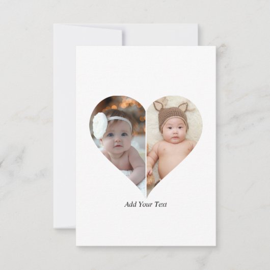 Herz geformt 2 Foto Collage Dankeskarte (Vorderseite)
