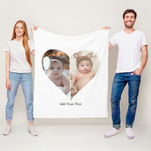 Herz geformt 2 Foto Collage Fleecedecke (Beispiel)