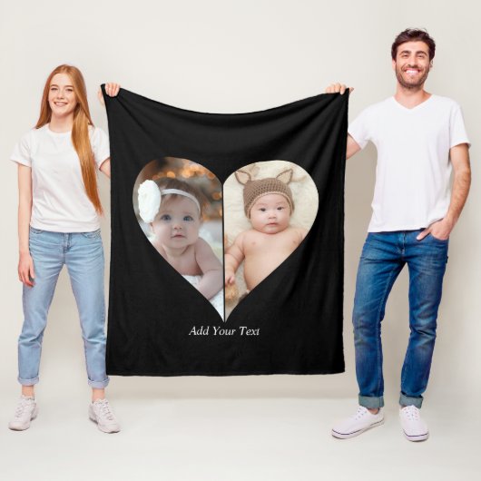 Herz geformt 2 Foto Collage Fleecedecke (Beispiel)