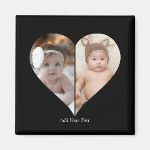 Herz geformt 2 Foto Collage Magnet