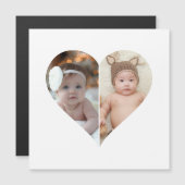 Herz geformt 2 Foto Collage Magnetkarte (Vorne/Hinten)