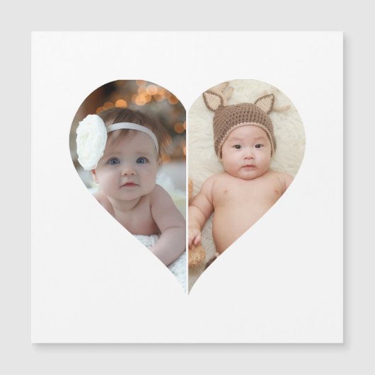Herz geformt 2 Foto Collage Magnetkarte (Vorderseite)