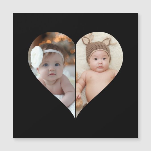 Herz geformt 2 Foto Collage Magnetkarte (Vorderseite)