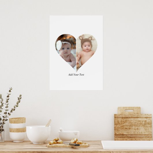 Herz geformt 2 Foto Collage Poster (Küche)